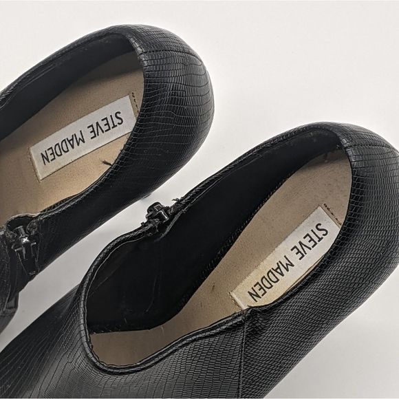 Steve Madden Crocodile Nile Black Peep Toe 5" Stilettos Sz 11 EUC - Picture 4 of 14